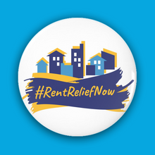 Load image into Gallery viewer, #RentReliefNow Two Pin-Back Buttons